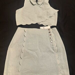 BCBGeneration Scallop Trim Crop Top & Mini Skirt Set Size 6 NWT